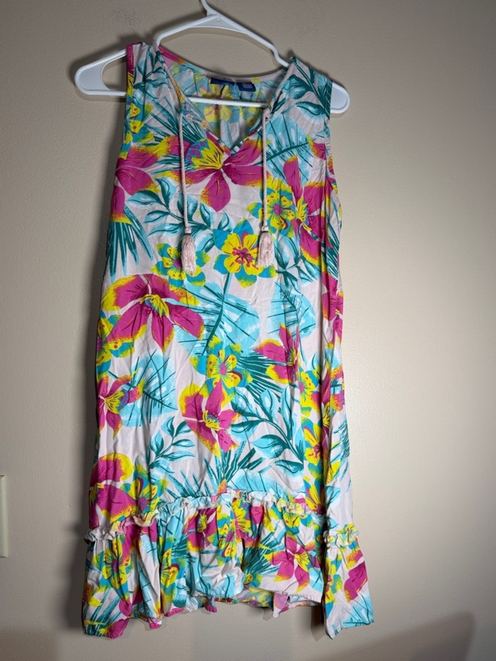 Caribbean Joe Multicolor Tropical Print Sleeveless Dress